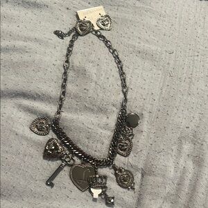 Heart Charm Necklace with Earrings